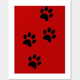 Black Pawprints on Red Posters and Art